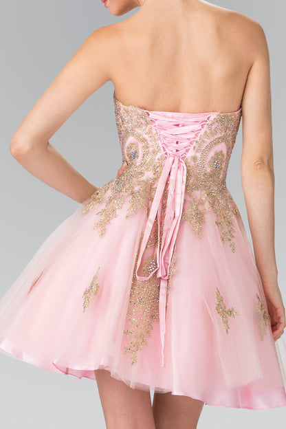 Sweethearted A-line Tulle Short Dress with Corset Back