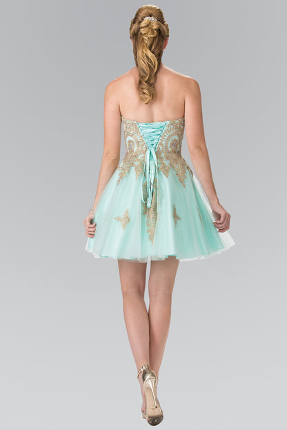 Sweethearted A-line Tulle Short Dress with Corset Back