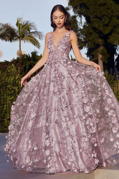 Glitter Floral Ball Gown