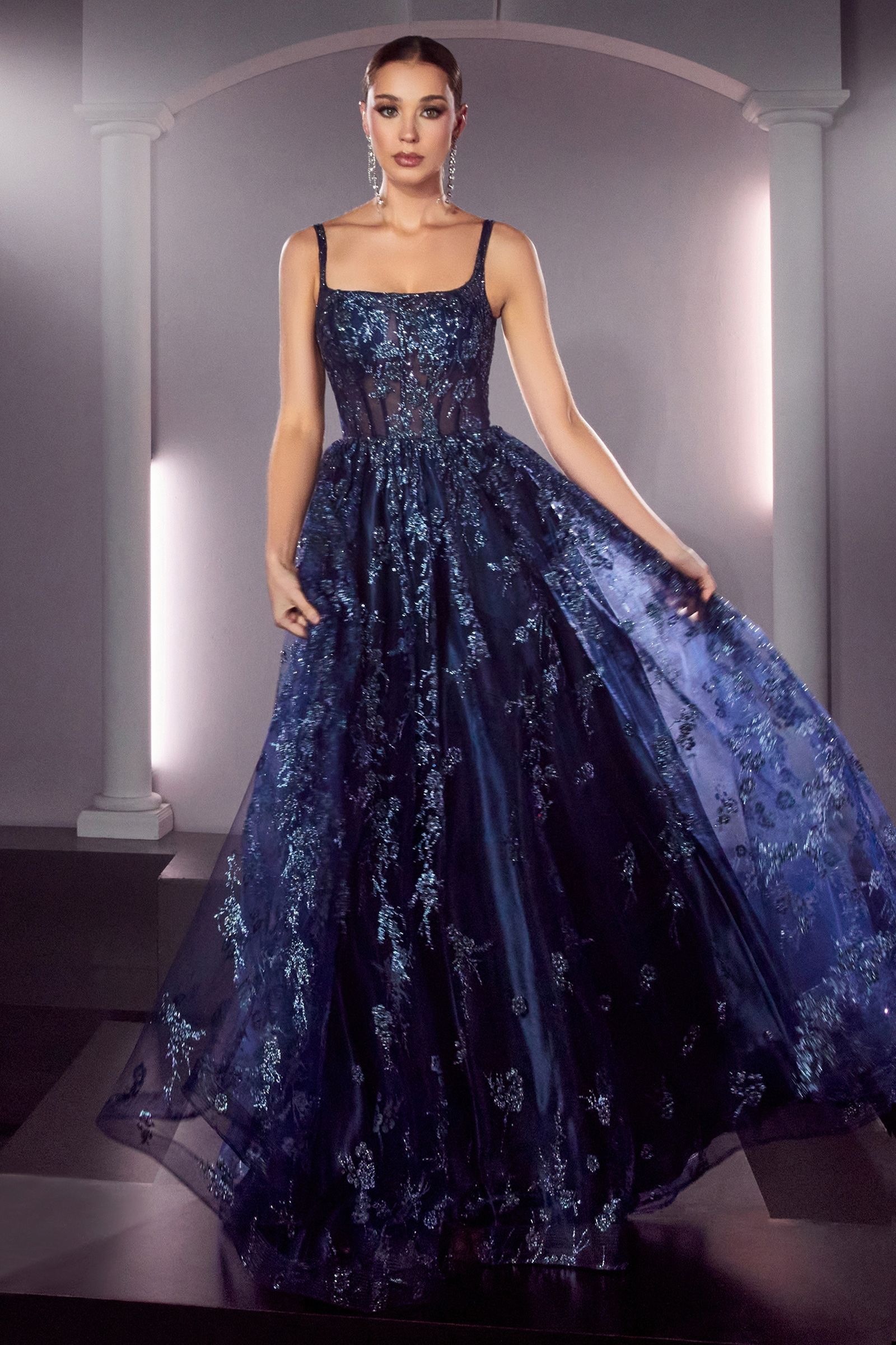 Glitter Print A-Line Gown 4 / Rose Gold Glitter Print A-Line Gown 4 / Rose Gold