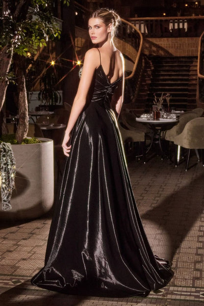 Fit and Flare Taffeta Evening Gown with Crystal Floral Jacket