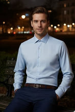 "Jamison" Blue Twill Spread Collar Dress Shirt