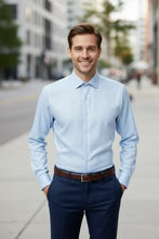 "Jamison" Blue Twill Spread Collar Dress Shirt