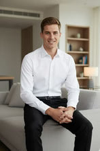 "Jamison" White Twill Spread Collar Dress Shirt