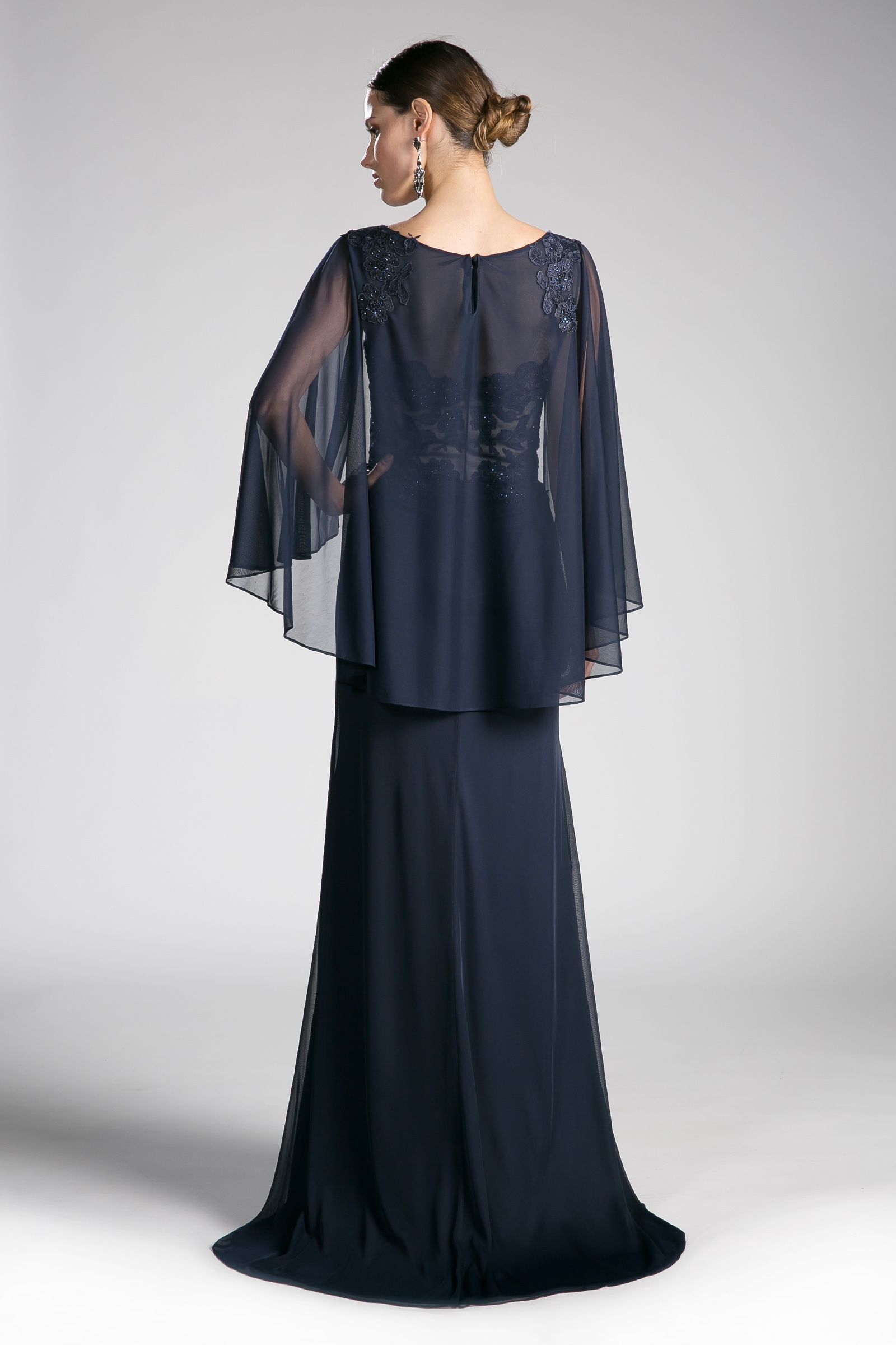Beaded Lace Chiffon Empire Waist Dress 8 / Navy Beaded Lace Chiffon Empire Waist Dress 8 / Navy