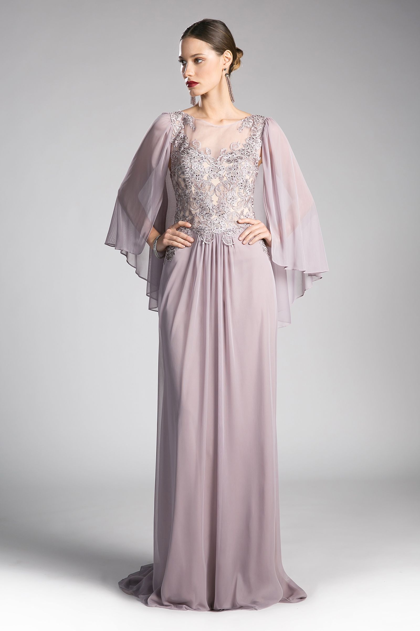 Beaded Lace Chiffon Empire Waist Dress 8 / Mocha Beaded Lace Chiffon Empire Waist Dress 8 / Mocha