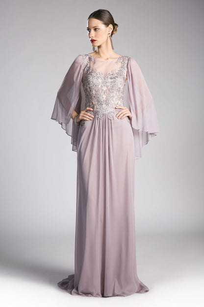 Beaded Lace Chiffon Empire Waist Dress