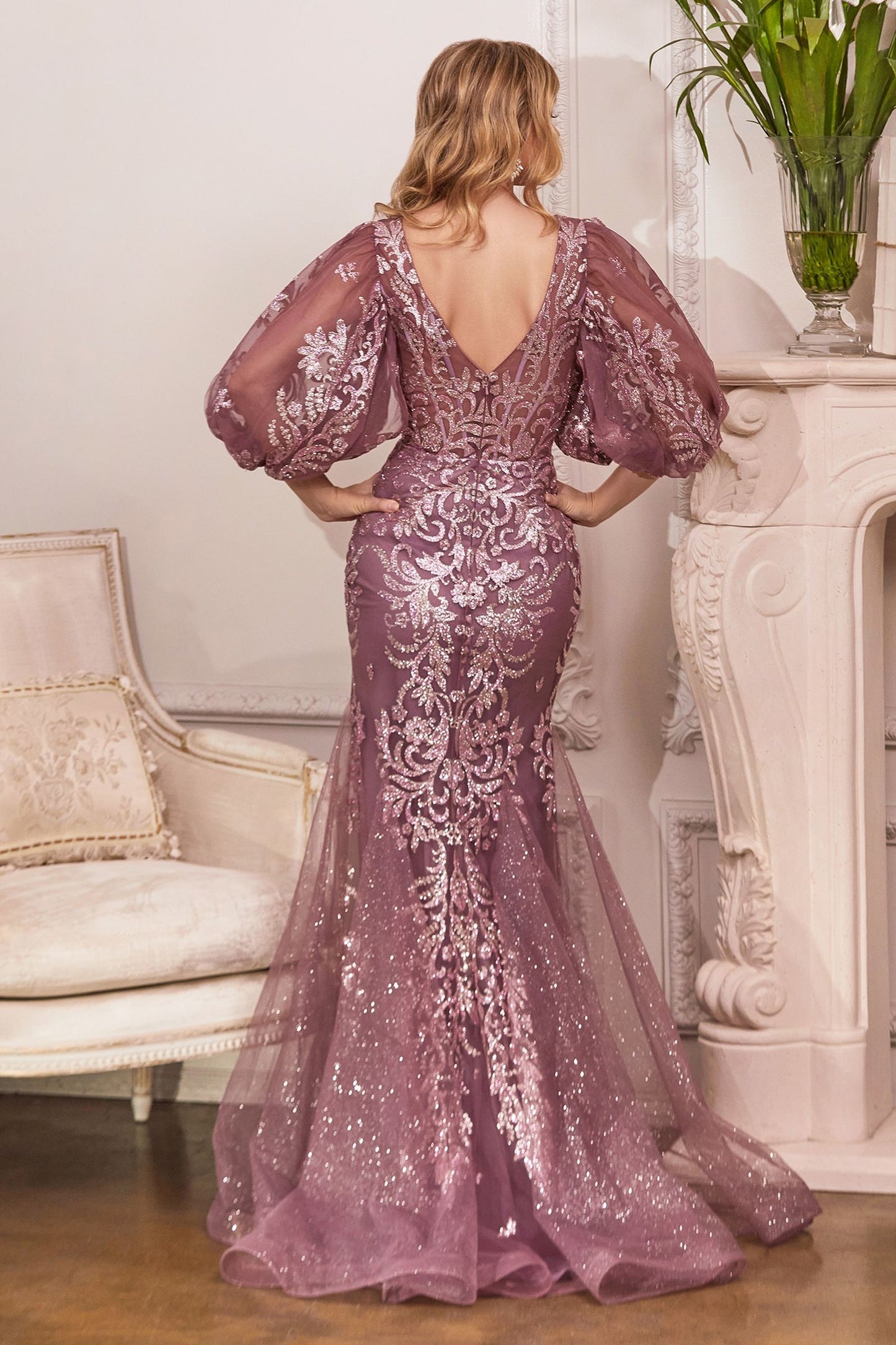Mermaid Glitter Print Gown