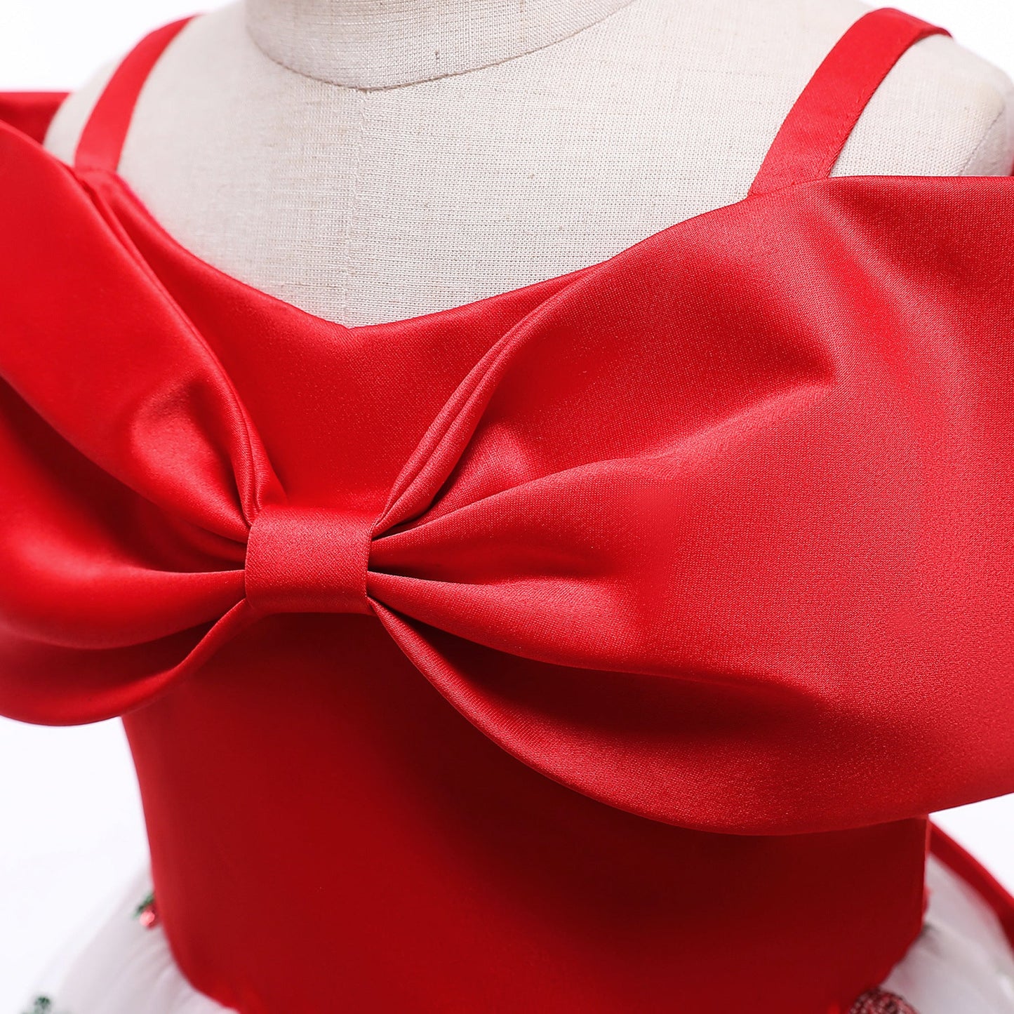 Baby Girl Strawberry Sequins Pattern Bow Tie Design Sling Tutu Formal Dress