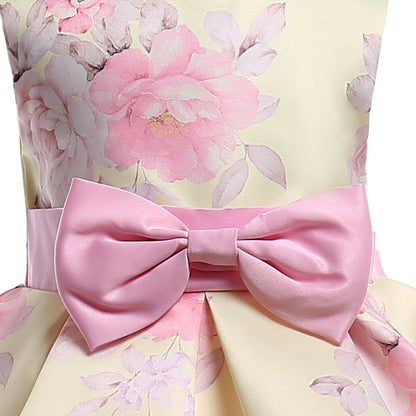 Baby Girl Floral Pattern Bow Tie Princess Tutu Dress Formal Dress