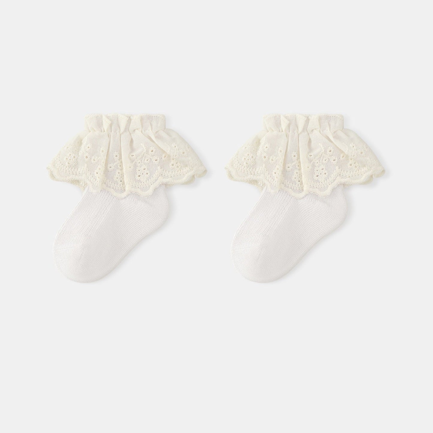 Autumn and Spring Baby Kids Girls Breathable Lace Trim Vintage Socks, MyKids-USA®, Baby & Toddler Socks & Tights, MyKids-USA - Size/Age - S (0-1Y) - Color - White -  -  - TR2601081405-E.