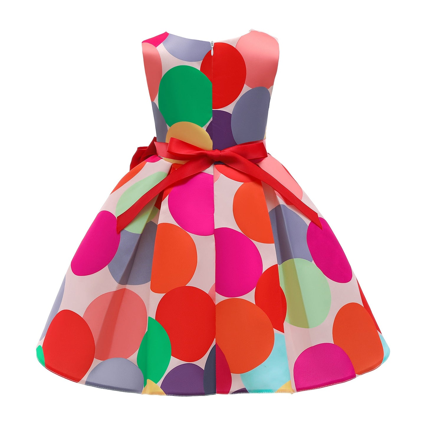Baby Girl Satin Polka Dot Pattern Sleeveless Princess Dress