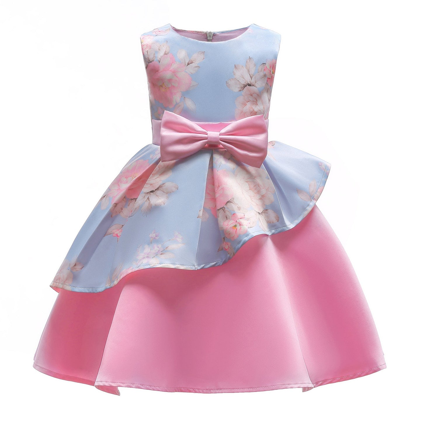 Baby Girl Floral Pattern Bow Tie Princess Tutu Dress Formal Dress