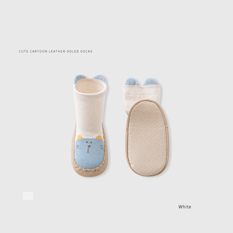 Toddler Walking Socks, Floor Shoe Socks, Cartoon Cute Baby Anti-slip Walking Shoes, MyKids-USA®, First Steps & Crawlers, MyKids-USA - Size/Age - insole length 11.00 cm - Color - White -  -  - TR2511142312-D.