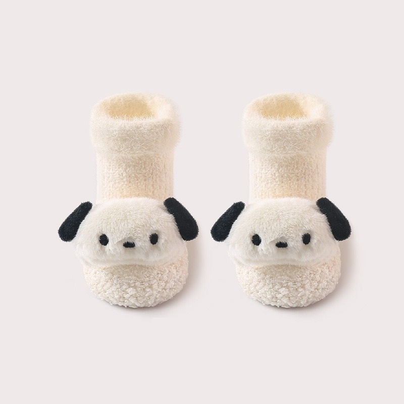 Thickened Winter Toddler Walking Socks – Mid-Calf Anti-Slip Cartoon Baby Floor Shoe Socks, MyKids-USA®, Baby & Toddler Socks & Tights, MyKids-USA - Size/Age - S (0-2Y) Insole Length 11.00 cm - Color - White -  -  - TR2411262123-E.
