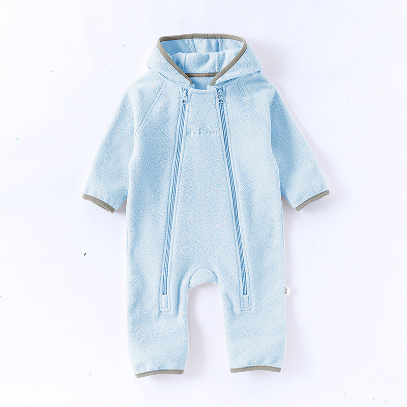 Winter Arrival Baby Unisex Long Sleeves Solid Color Letters Pattern Zip-up Rompers, MyKids-USA®, Baby One-Pieces, MyKids-USA - Size/Age - 66 (3-6M) - Color - Blue -  -  - TR2509182221-B.