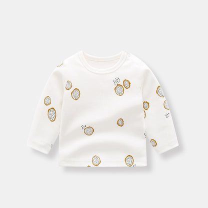 Baby Allover Fruit Graphic 100% Pure Organic Cotton Side Snap Button Tops
