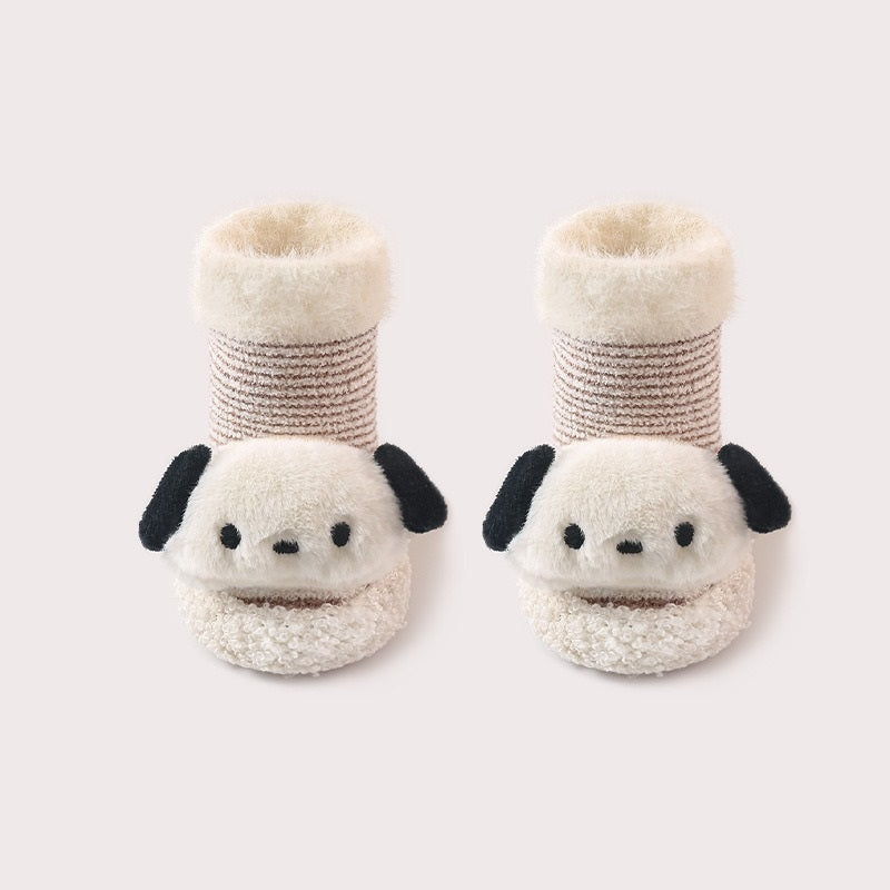 Thickened Winter Toddler Walking Socks – Mid-Calf Anti-Slip Cartoon Baby Floor Shoe Socks, MyKids-USA®, Baby & Toddler Socks & Tights, MyKids-USA - Size/Age - S (0-2Y) Insole Length 11.00 cm - Color - Beige -  -  - TR2411262123-A.