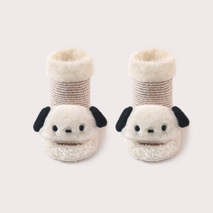Thickened Winter Toddler Walking Socks – Mid-Calf Anti-Slip Cartoon Baby Floor Shoe Socks, MyKids-USA®, Baby & Toddler Socks & Tights, MyKids-USA - Size/Age - S (0-2Y) Insole Length 11.00 cm - Color - Beige -  -  - TR2411262123-A.
