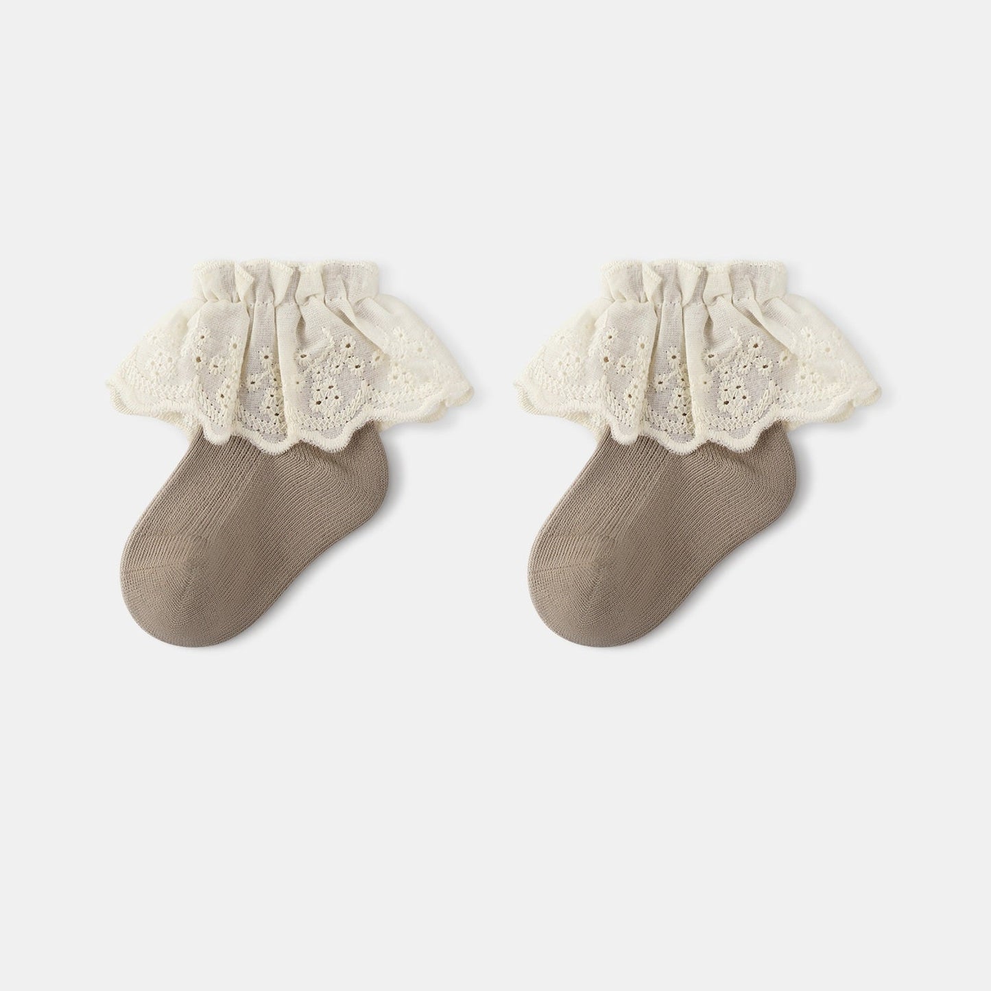 Autumn and Spring Baby Kids Girls Breathable Lace Trim Vintage Socks, MyKids-USA®, Baby & Toddler Socks & Tights, MyKids-USA - Size/Age - S (0-1Y) - Color - Brown -  -  - TR2601081405-B.
