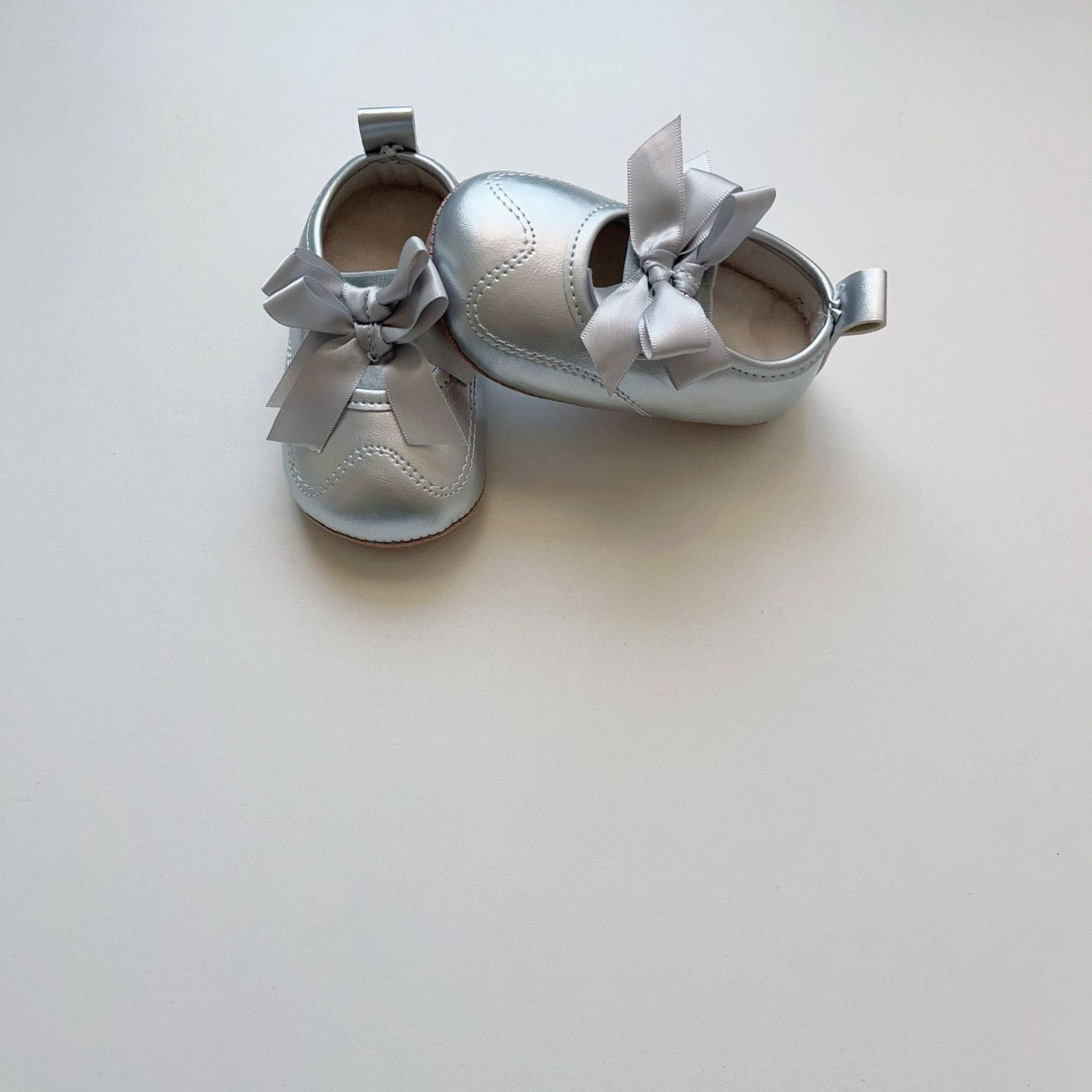Winter and Autumn Baby Girl Fashion Solid Color Butterfly-bow Decorated Toddler Soft-Sole Anti-slip Walking Shoes, MyKids-USA®, First Steps & Crawlers, MyKids-USA - Size/Age - insole length 11.00 cm - Color - Silver -  -  - TR2512031827-B.