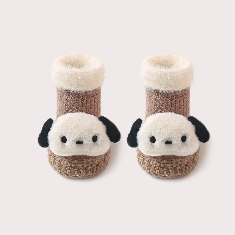 Thickened Winter Toddler Walking Socks – Mid-Calf Anti-Slip Cartoon Baby Floor Shoe Socks, MyKids-USA®, Baby & Toddler Socks & Tights, MyKids-USA - Size/Age - S (0-2Y) Insole Length 11.00 cm - Color - Brown -  -  - TR2411262123-B.