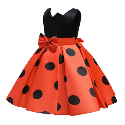 Baby Girl Polka Dot Graphic Sleeveless Performance Evening Dress