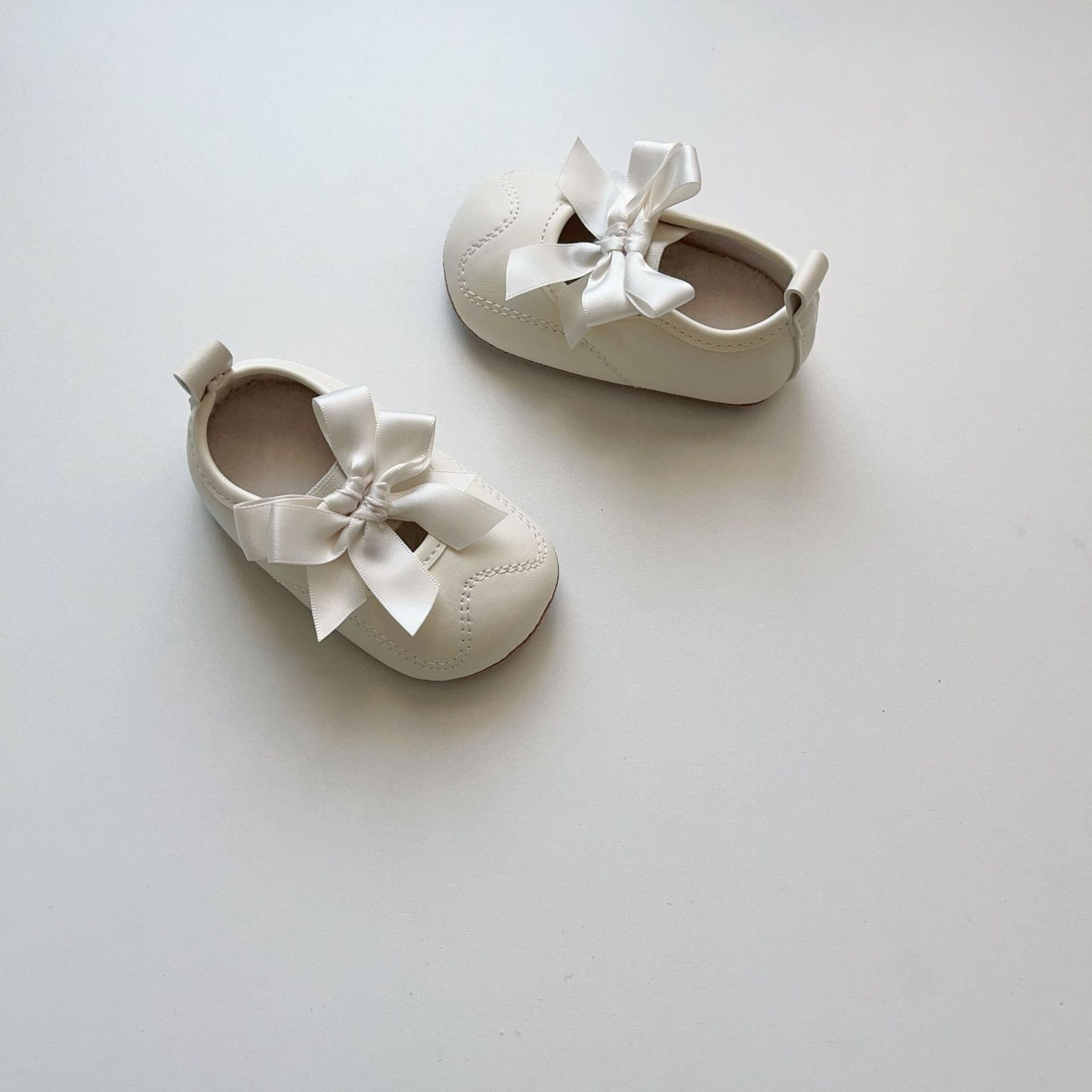 Winter and Autumn Baby Girl Fashion Solid Color Butterfly-bow Decorated Toddler Soft-Sole Anti-slip Walking Shoes, MyKids-USA®, First Steps & Crawlers, MyKids-USA - Size/Age - insole length 11.00 cm - Color - White -  -  - TR2512031827-C.