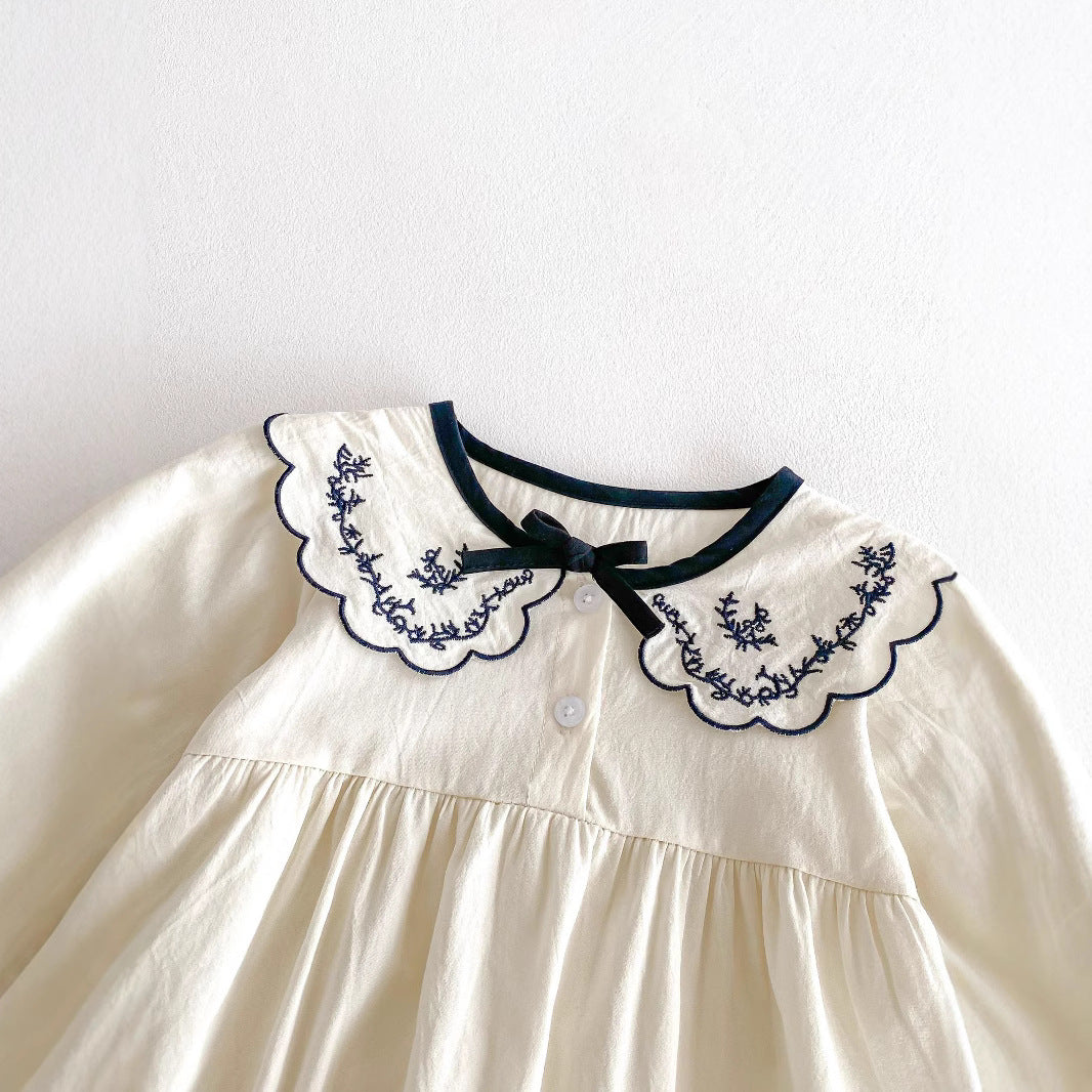 Autumn Arrival Baby Girls Long Sleeves Flowers Embroidered Pattern bodysuit