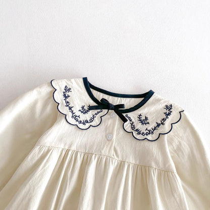 Autumn Arrival Baby Girls Long Sleeves Flowers Embroidered Pattern bodysuit