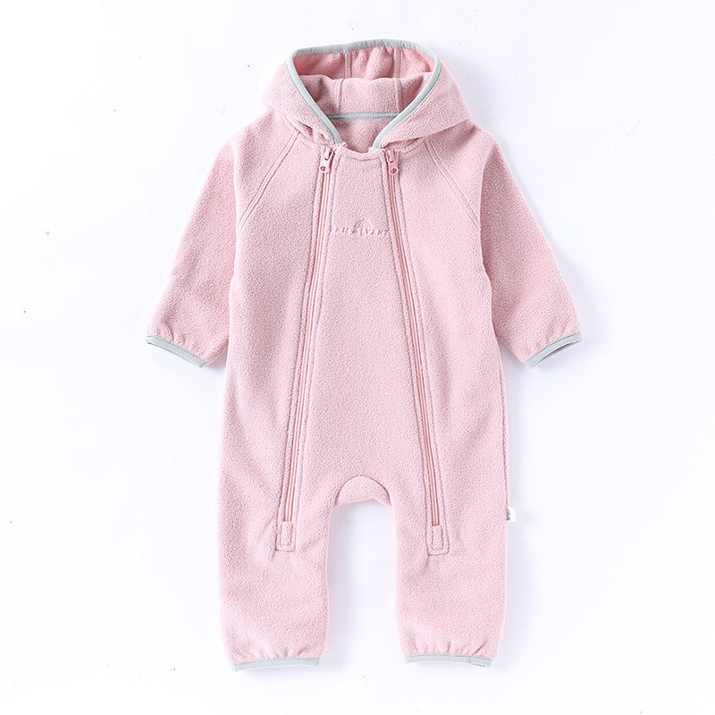 Winter Arrival Baby Unisex Long Sleeves Solid Color Letters Pattern Zip-up Rompers, MyKids-USA®, Baby One-Pieces, MyKids-USA - Size/Age - 66 (3-6M) - Color - Pink -  -  - TR2509182221-D.