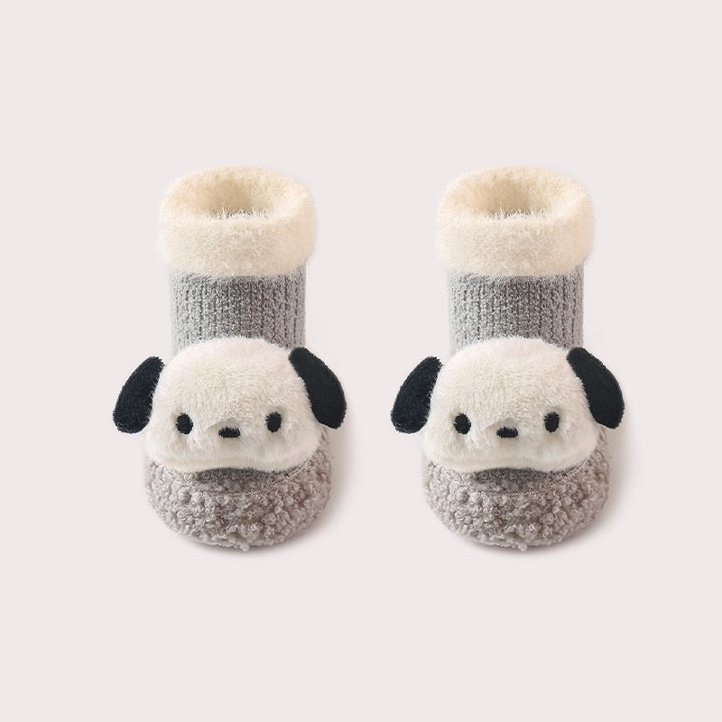 Thickened Winter Toddler Walking Socks – Mid-Calf Anti-Slip Cartoon Baby Floor Shoe Socks, MyKids-USA®, Baby & Toddler Socks & Tights, MyKids-USA - Size/Age - S (0-2Y) Insole Length 11.00 cm - Color - Grey -  -  - TR2411262123-D.