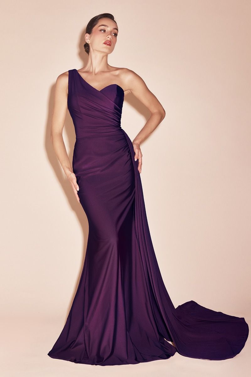 One Shoulder Stretch Satin Gown