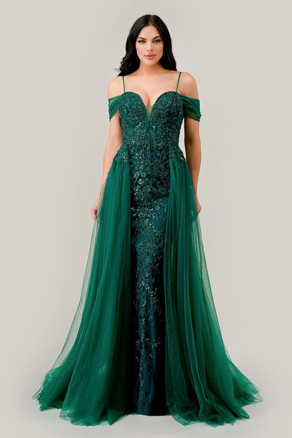 Embellished Off The Shoulder Fitted Gown