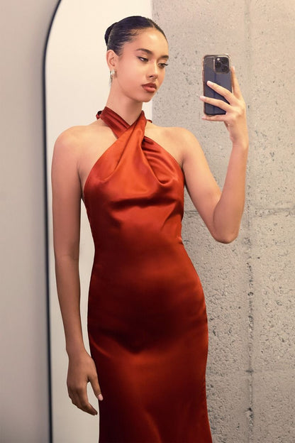 High halter v-neck mermaid dress