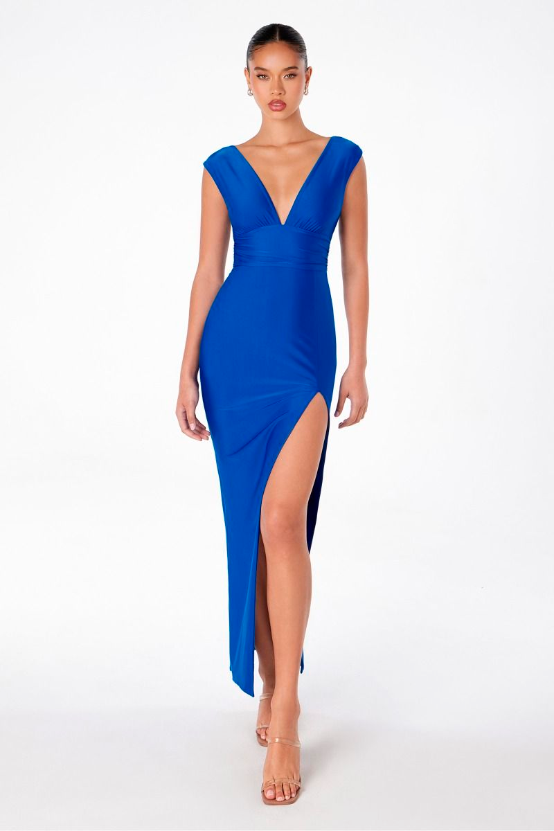 V-Neck Fitted Dress With Square Back