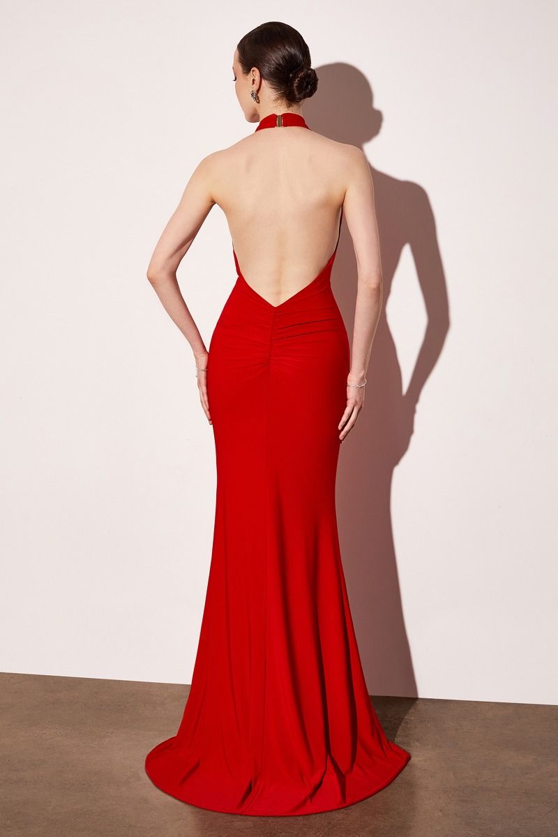 Halter V-neck mermaid dress