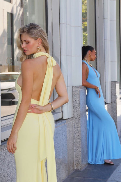 Deep V Halter Neckline Stretch