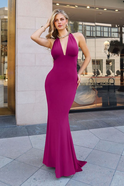 Deep V Halter Neckline Stretch