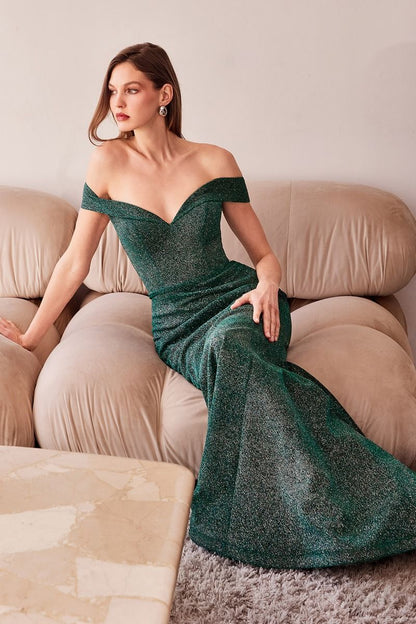 Sparkly Mermaid Dress With Sweetheart Neckline And Off-The-Shoulders