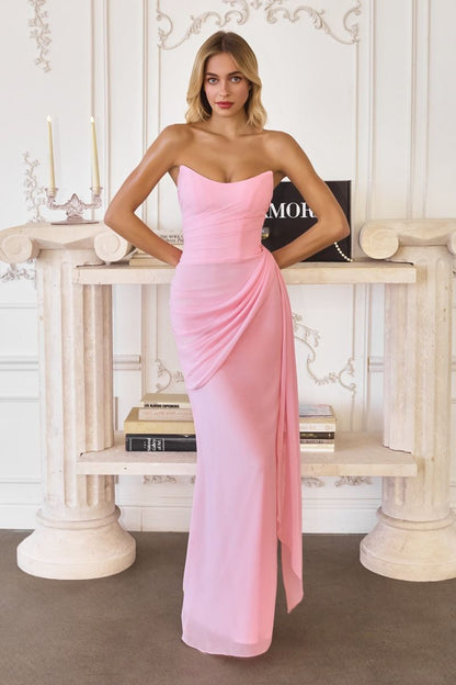 Strapless Neoprene Fitted Gown