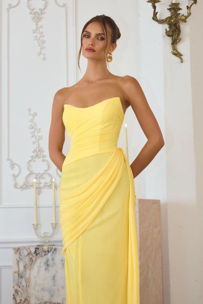 Strapless Neoprene Fitted Gown