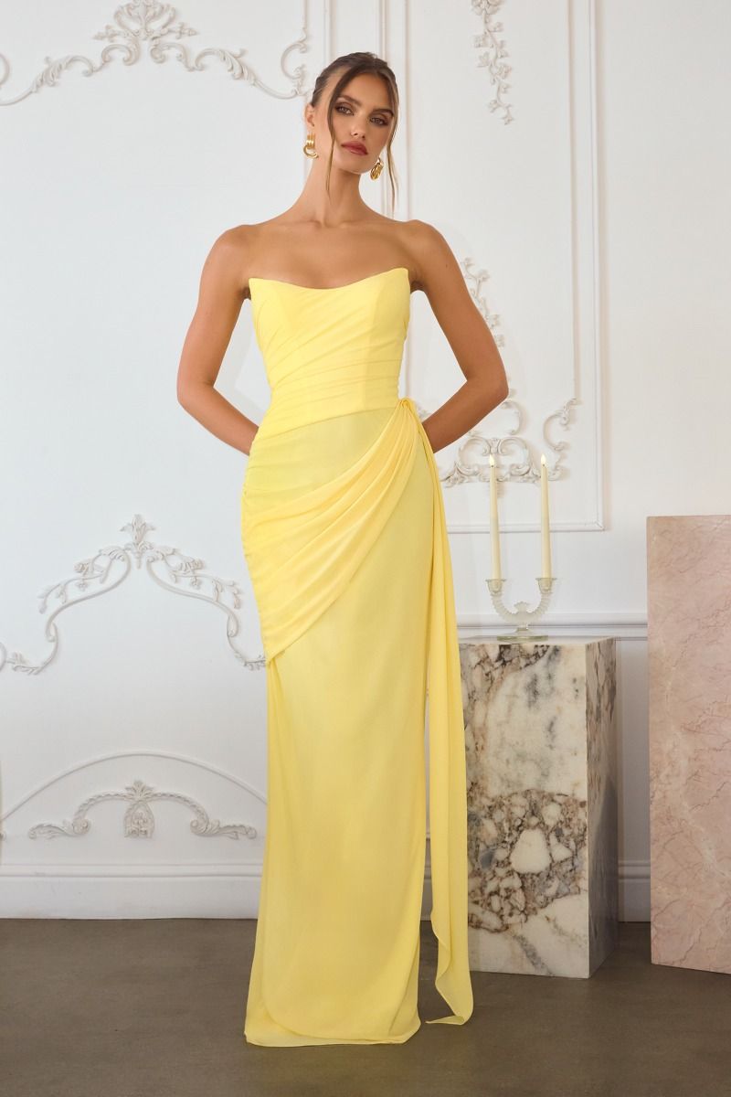 Strapless Neoprene Fitted Gown