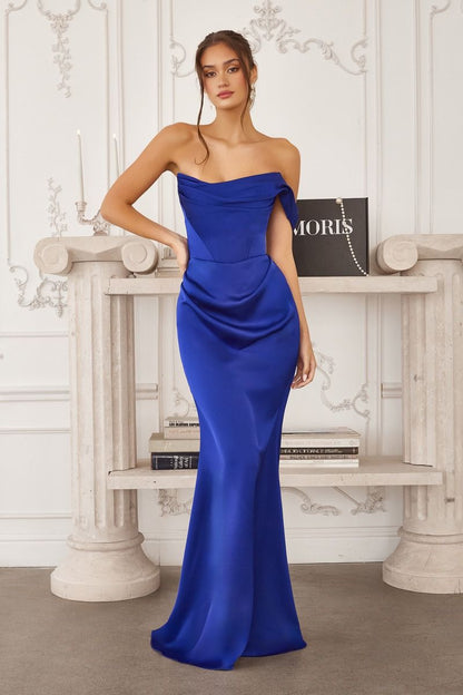 One Shoulder Stretch Satin Gown