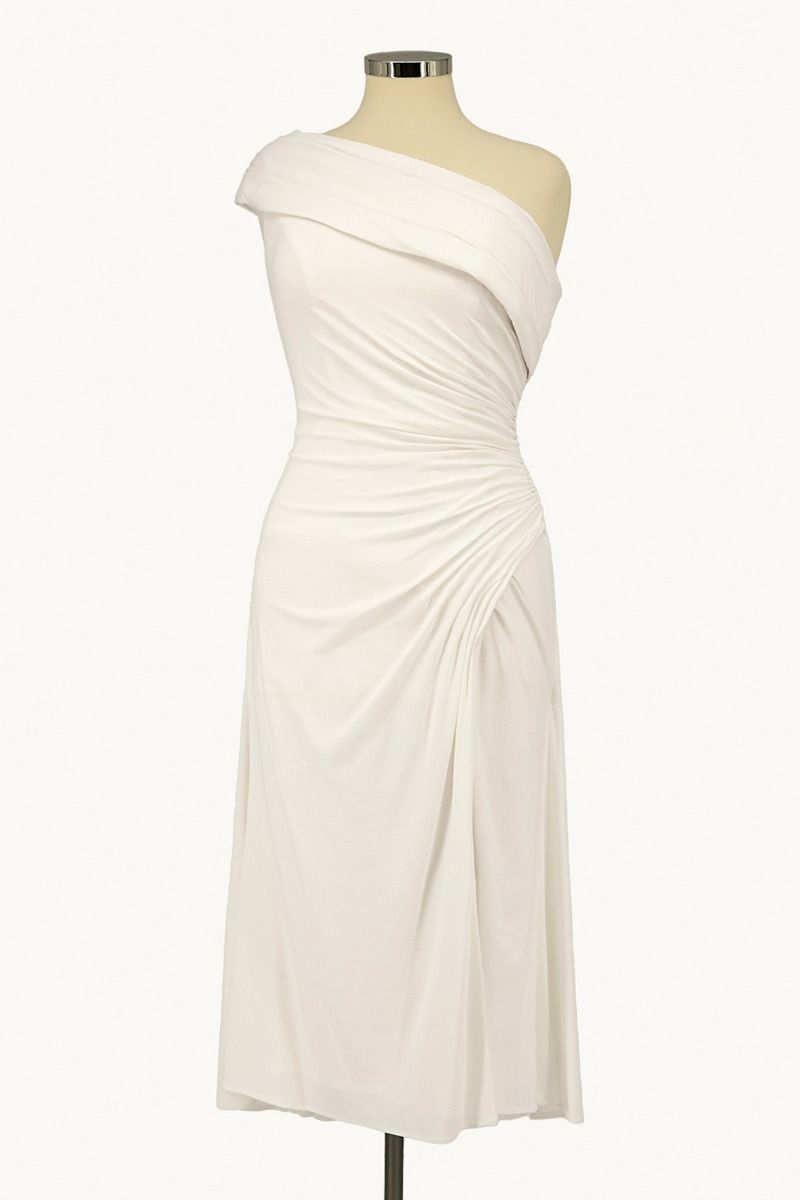 Asymmetric Midi Wedding Dress