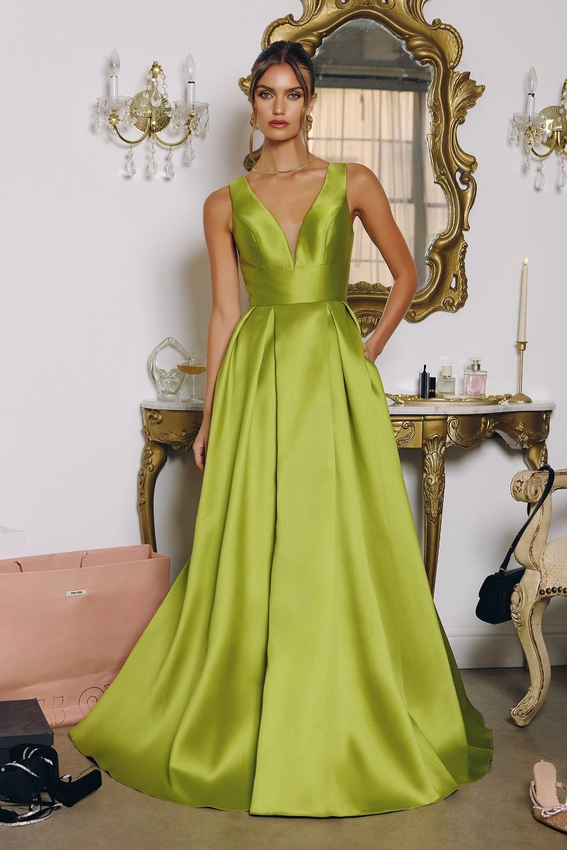 A-line dress with deep V-neck