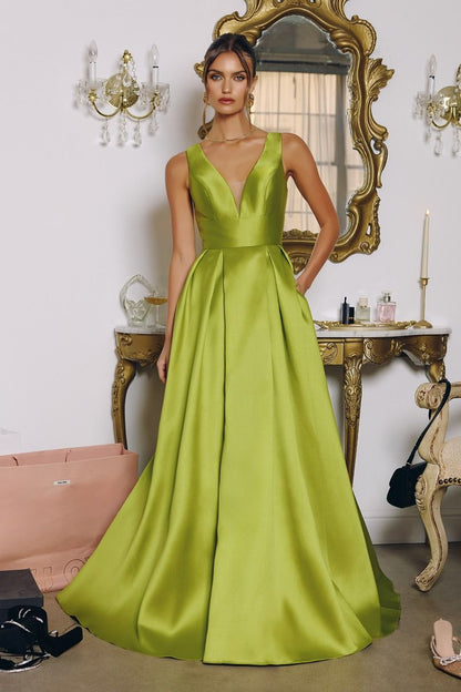 A-line dress with deep V-neck