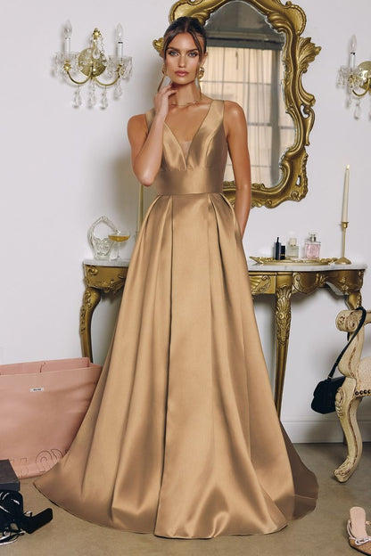 A-line dress with deep V-neck