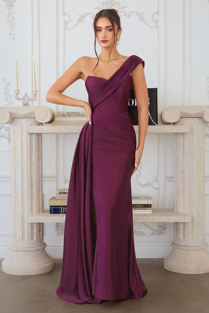 Elegant Draped Satin Eevening Gown