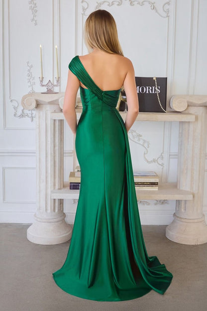Elegant Draped Satin Eevening Gown